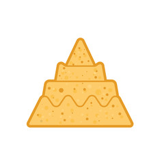 Sand castle isolated. Sandcastle Children game on beach. Vector illustration