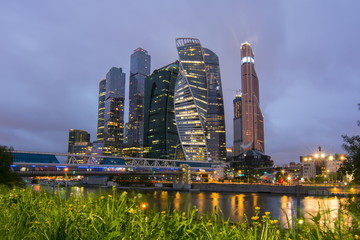 International Business Center (Moscow City) at night, Russia