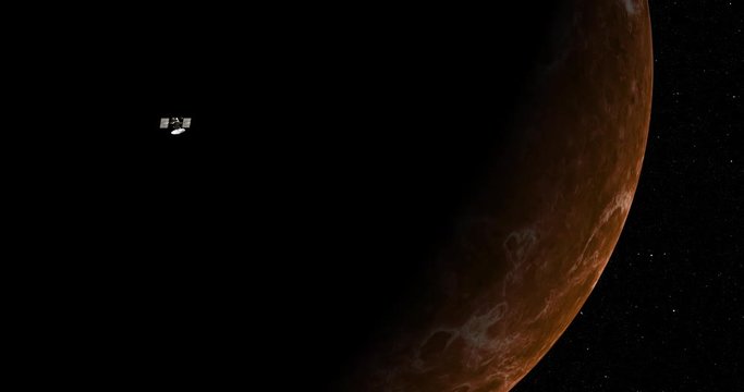 Long shot: the Magellan spacecraft in orbit around Venus. Reversible, can be rotated 180 degrees. Elements of this image furnished by NASA.