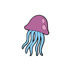 Jelly Fish cartoon illustration isolated on white background for children color book
