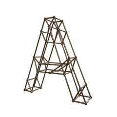 Construction letter A. 3D render of construction font isolated on white background