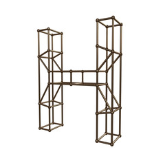 Construction letter H. 3D render of construction font isolated on white background