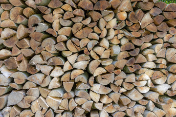 background of stapled firewood