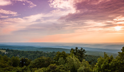 Stormy sunset  over the mountains at High Point State Park, the top of NJ,