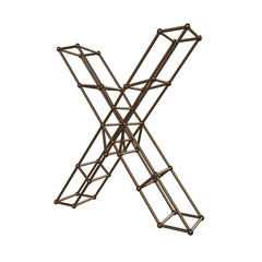 Construction letter X. 3D render of construction font isolated on white background