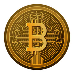 bitcoin with circuit lines commerce technology vector illustration design