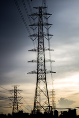 big electric pole evening background