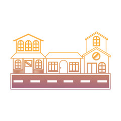 Fototapeta premium Street with houses over white background, colorful design. vector illustration