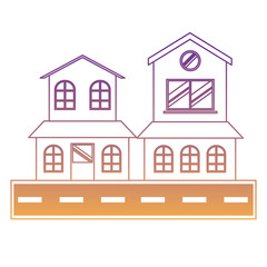 Street with houses over white background, colorful design. vector illustration