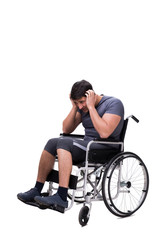 Naklejka na ściany i meble Man on wheelchair isolated on white background