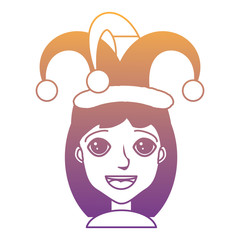 Cartoon girl with jester hat over white background, colorful design. vector illustration