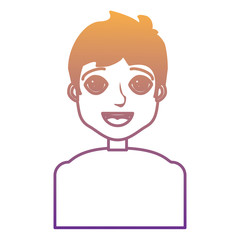 Cartoon boy smiling over white background, vector illustration