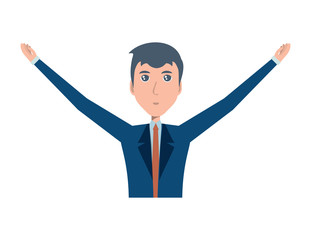 businessman with arms up over white background, vector illustration