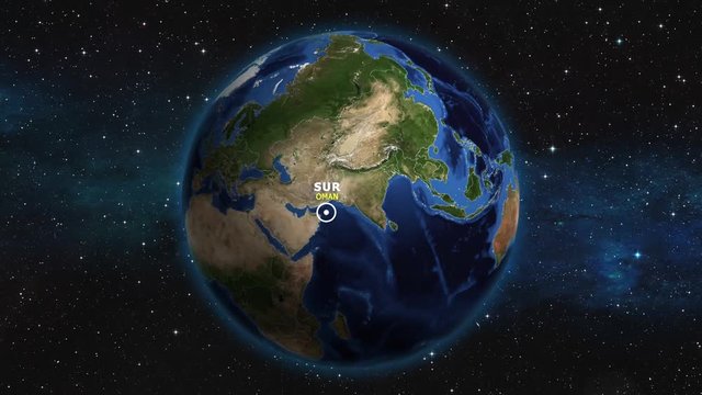 OMAN SUR ZOOM IN FROM SPACE