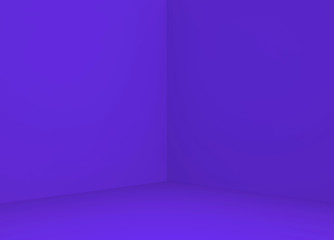 3d rendeirng. empty purple corner wall background.