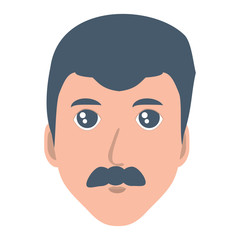 cartoon man with mustache over white background, vector illustration