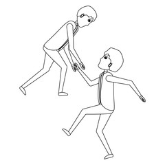 Cartoon businessman helping a other businessman over white background, vector illustration