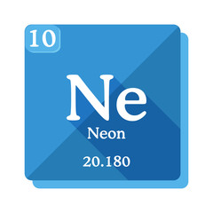 Neon chemical element. Periodic table of the elements.