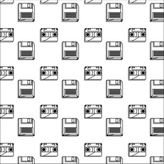 background of Casette and diskette pattern, vector illustration