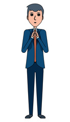 Cartoon businessman thinking over white background, vector illustration