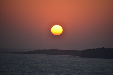 sunset sun sea coast 