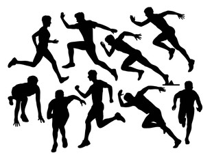 Runners running silhouettes, art vector design