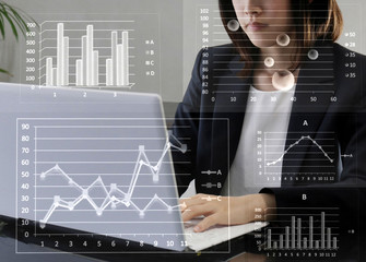 ビジネスイメージ　グラフと若い女性