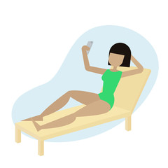 Girl on beach design flat