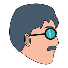 cartoon man with sunglasses icon over white background, vector illustration