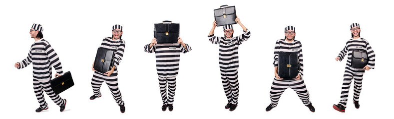 Prison inmate isolated on the white background
