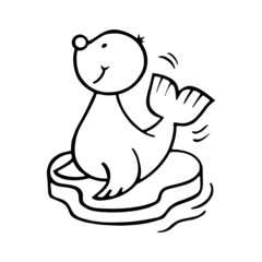 Seal cartoon illustration isolated on white background for children color book