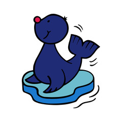 Seal cartoon illustration isolated on white background for children color book