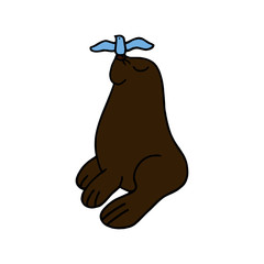 Seal cartoon illustration isolated on white background for children color book