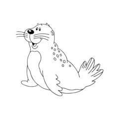 Seal cartoon illustration isolated on white background for children color book