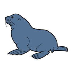 Seal cartoon illustration isolated on white background for children color book