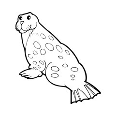 Seal cartoon illustration isolated on white background for children color book