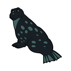 Seal cartoon illustration isolated on white background for children color book