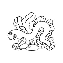 Eel cartoon illustration isolated on white background for children color book