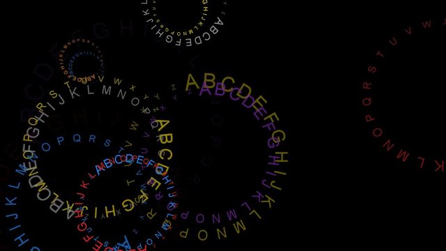 Abstract alphabet on black background - 4k, loop, alpha