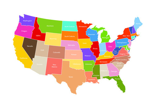 United States Of America Map. USA Vector Colorful