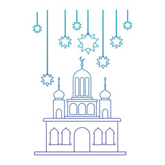 arabic castle with moon and decoration hanging vector illustration design