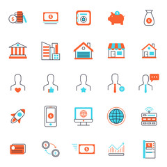 set of popular business or finance icon, with simple thin line and editable stroke, use for web and presentation pictogram asset , website, marketing, ecommerce, startup, outline, organization.
