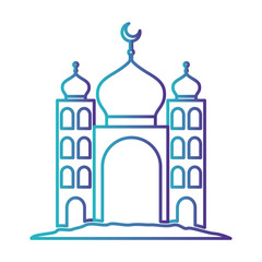 arabic castle tower with moon vector illustration design