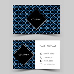 Modern business card template design. With inspiration from abstract line. Two sided black and blue on the gray background. Vector illustration. 