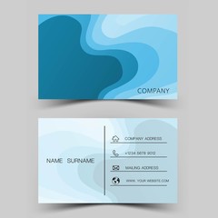 Modern business card template design. With inspiration from paper cut art. Two sided blue color on the gray background. 