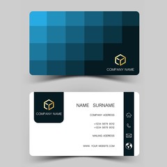 Modern business card design. blue and white color. Vector illustration. 