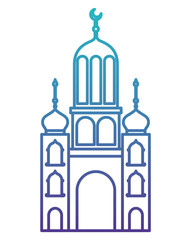 arabic castle tower with moon vector illustration design