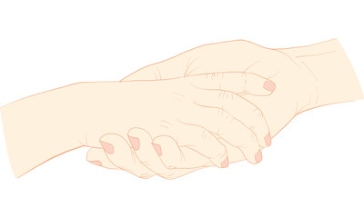hand holding  hand together vector