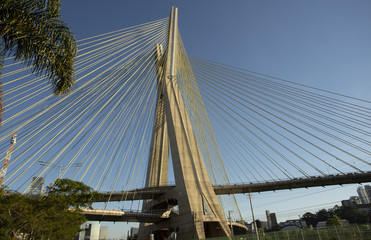 Fototapeta na wymiar Cable-stayed bridge in the world, Sao Paulo Brazil, South America 