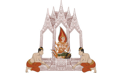 Thai traditional painting vector